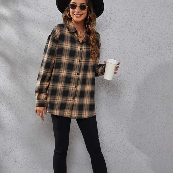 Kaki Plaid Flannel❕ - Picture 3 of 4